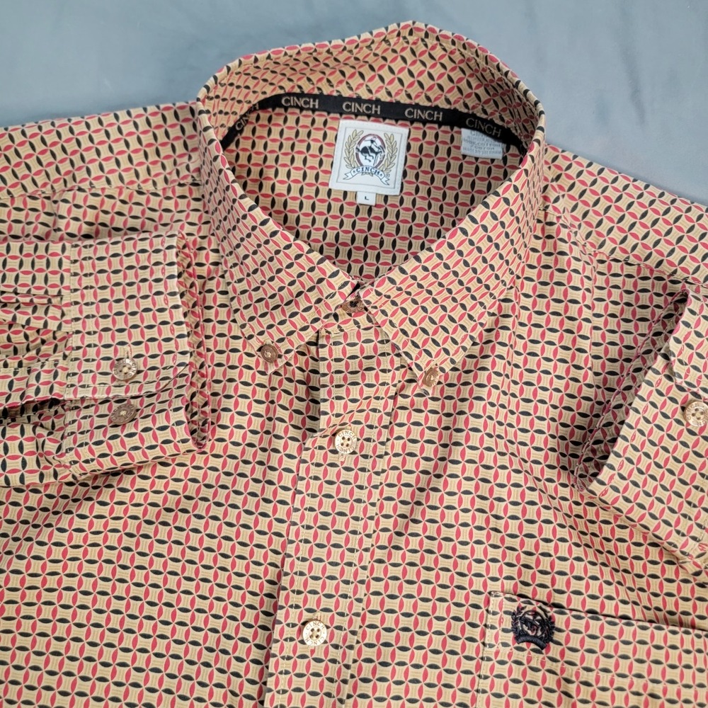 Cinch Button Down‎ Long Sleeve Shirt Men's Large Multicolored Western Cowboy